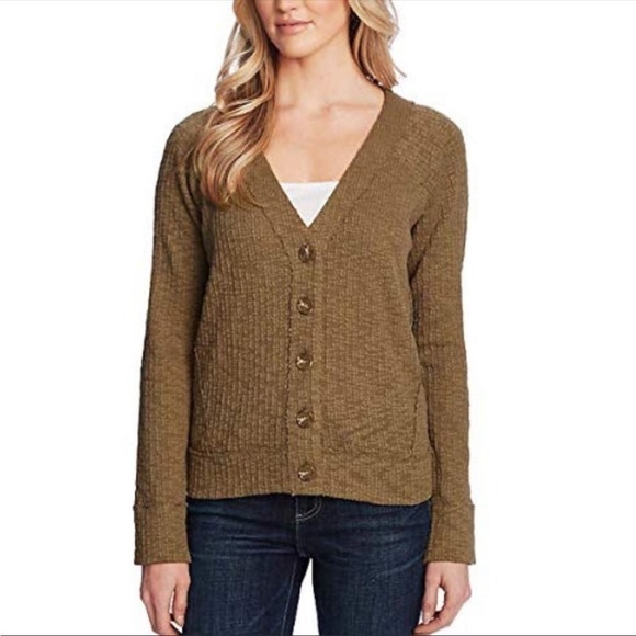 TWO By Vince Camuto V-Neck Button Down Soft Textured Cardigan Size Large - Picture 1 of 6